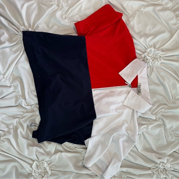 Zara White and Red Crop Tee - Picture 4 of 5